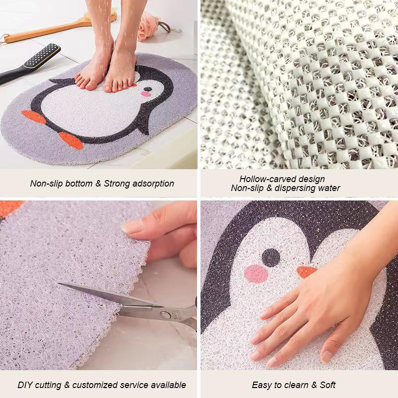 JoySwallow Personalized Bathtub Mat, Orange Red Rose Tub Mat, PVC Coil Permeable Bath Mat, Floral Drainable Bath Rug, Anti Skid Bathmat