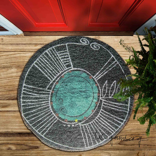 Teal with Carved Border PVC Coil Door Mat by Liz Gamberg Studio from US