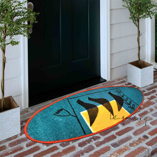 Three Birds Flannel Door Mat by Liz Gamberg Studio from US