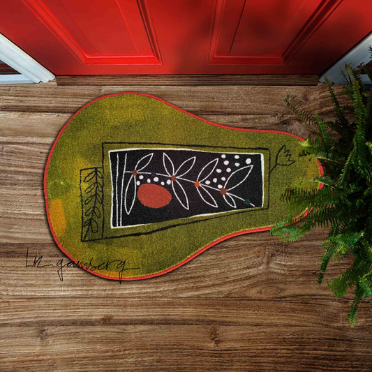 Pear with Vine Flannel Door Mat by Liz Gamberg Studio from US