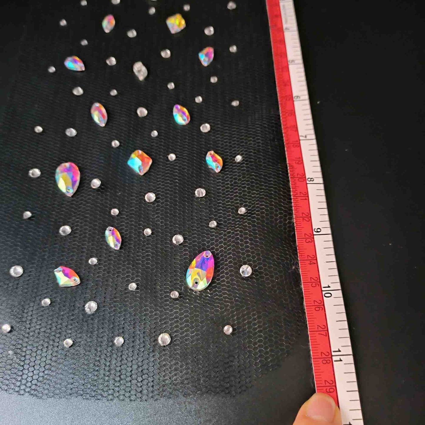 AB Crystal Rhinestone Hair Net for Figure Skating & Dance – Handmade Competition Accessory