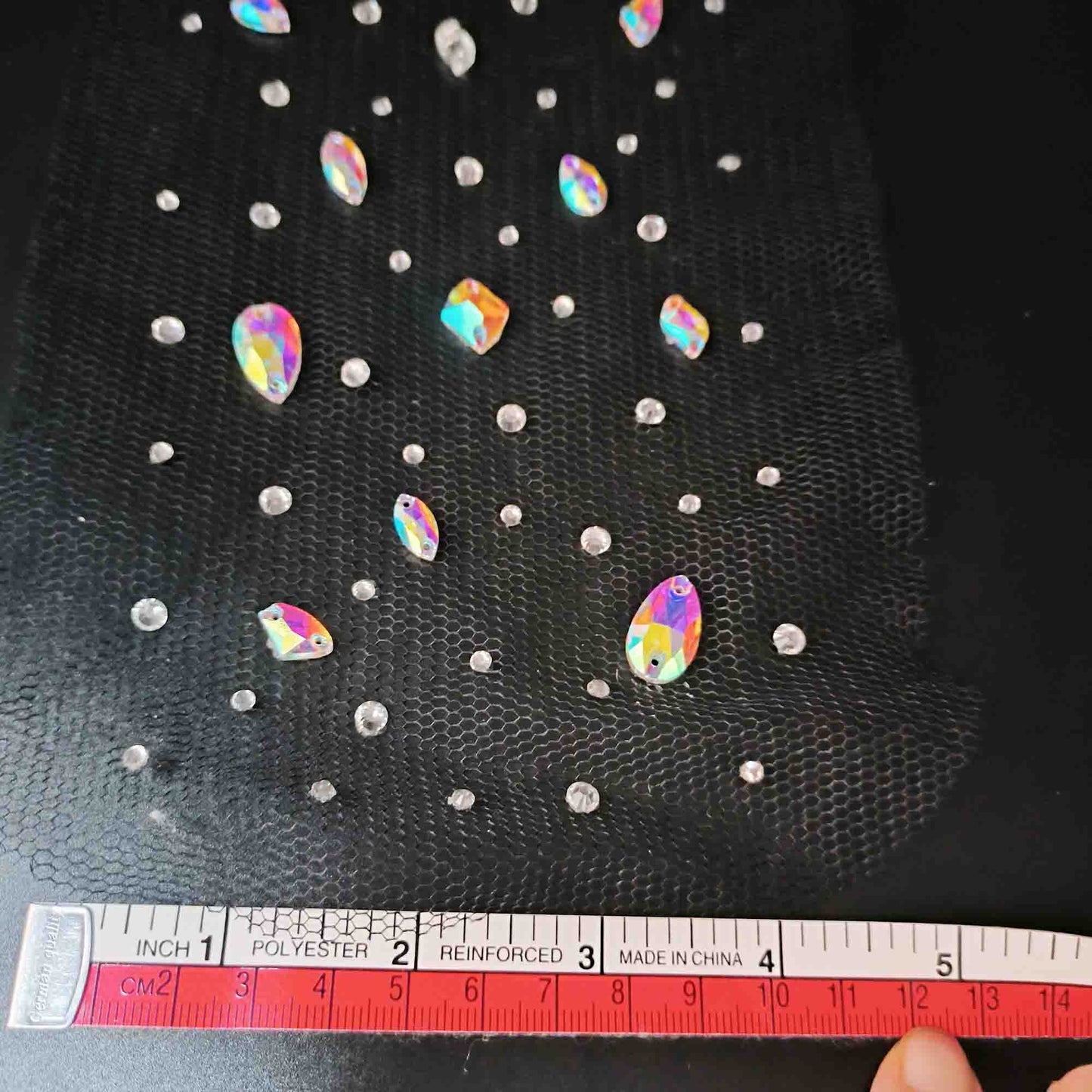 AB Crystal Rhinestone Hair Net for Figure Skating & Dance – Handmade Competition Accessory