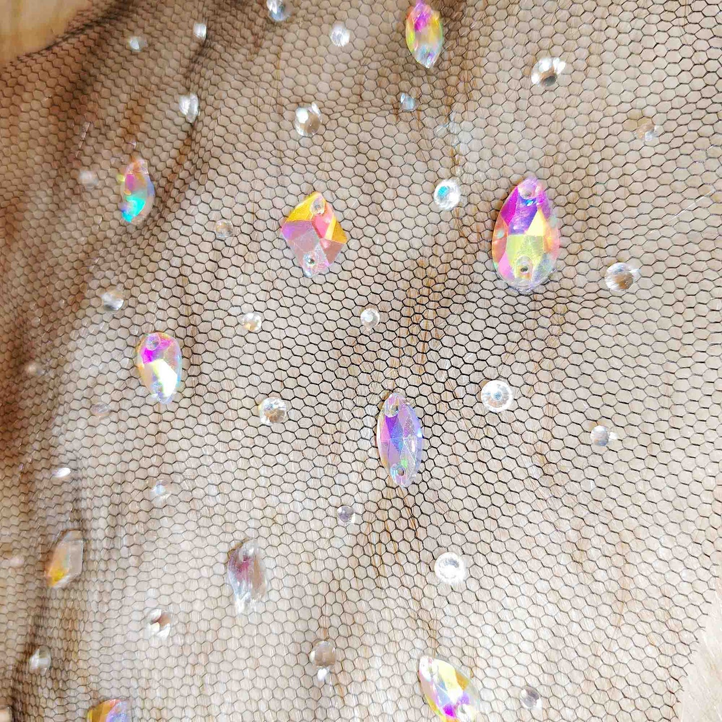 AB Crystal Rhinestone Hair Net for Figure Skating & Dance – Handmade Competition Accessory