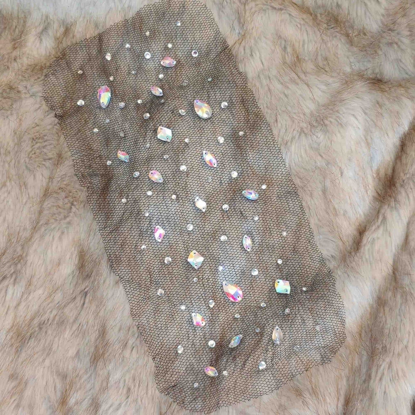 AB Crystal Rhinestone Hair Net for Figure Skating & Dance – Handmade Competition Accessory