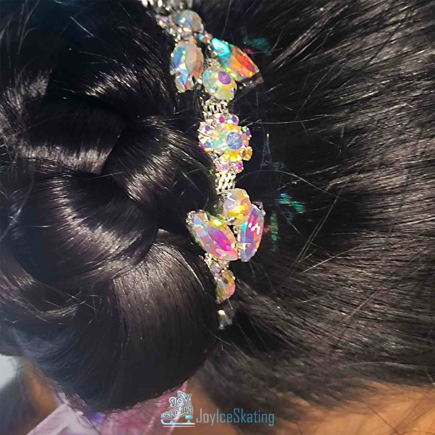 Custom Pink Rhinestone Bun Wrap, Figure Skating Hairpiece, Ballroom Hair Accessory, Crystal Glass Wedding Headdress
