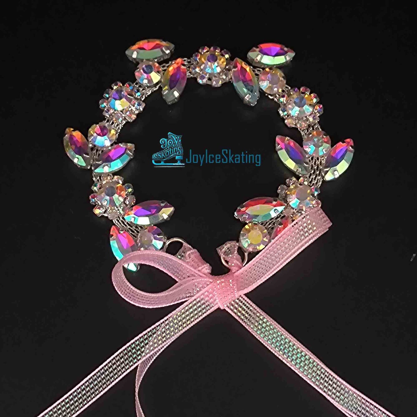 Custom Pink Rhinestone Bun Wrap, Figure Skating Hairpiece, Ballroom Hair Accessory, Crystal Glass Wedding Headdress