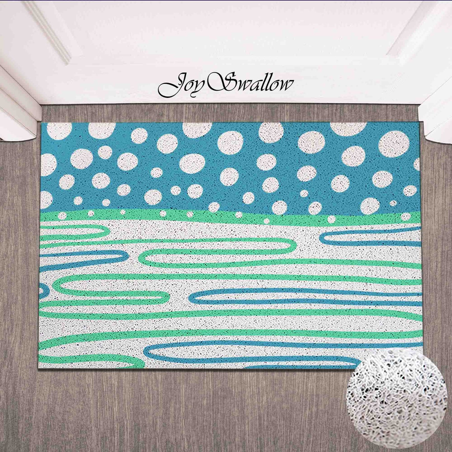 JoySwallow Personalized Doormat, Abstract Snow land Door Mat, Snowfield PVC Coil Entrance Door Mat, Blue Green landscape Anti-Skid Outdoor Mat, Entryway Rug for Porch Courtyard