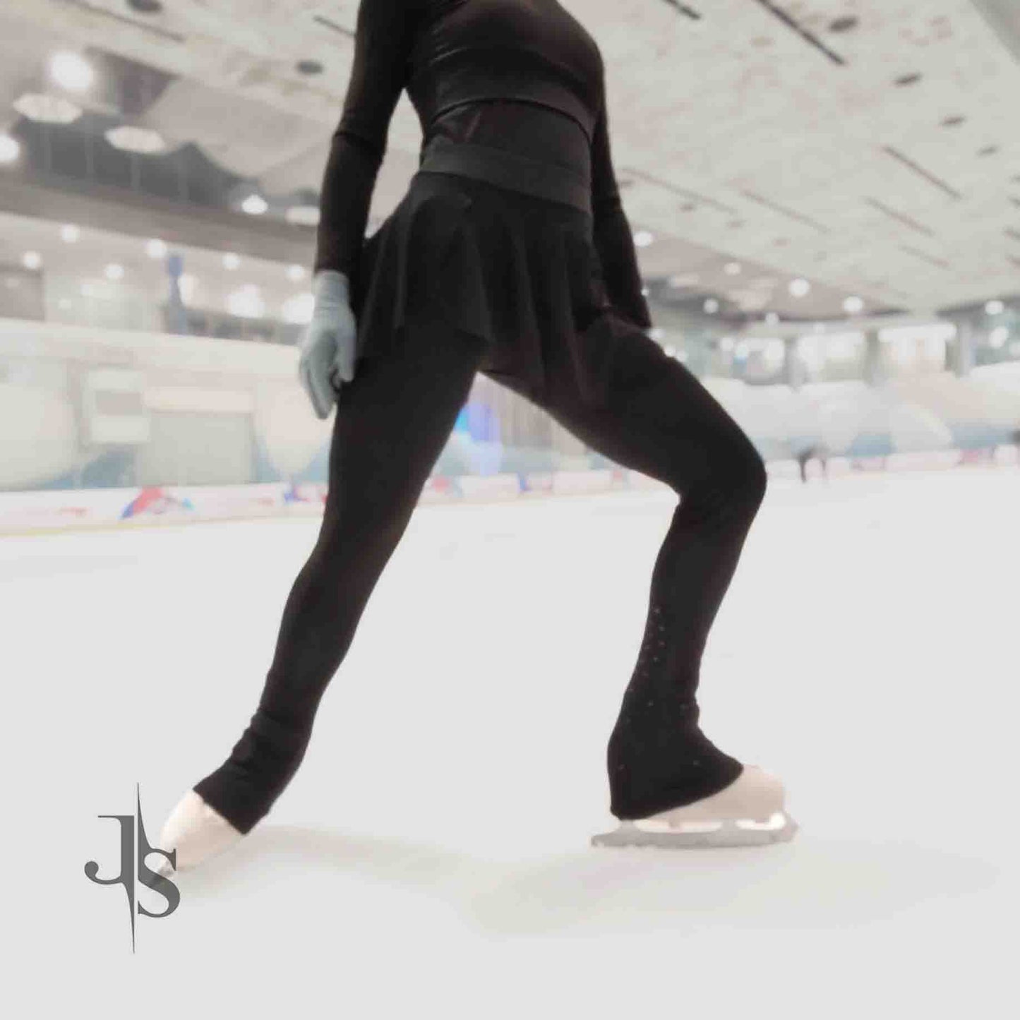 Black Custom Figure Skating Skirted Leggings/Pant – Hip Pad Pockets, Personalized Crystal or Plain
