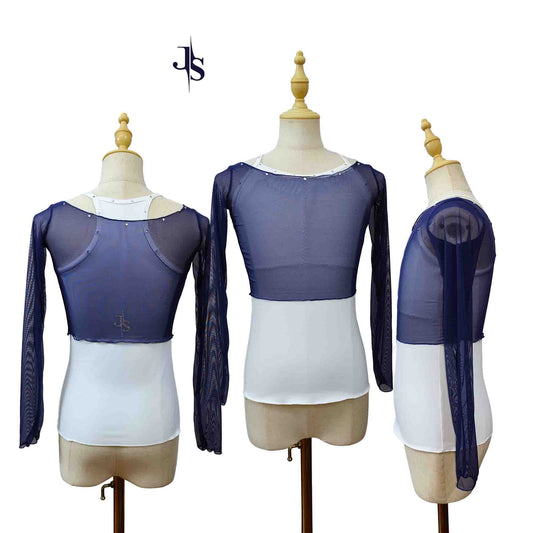 Figure Skating Layered Training Set – Camisole Tank & Mesh Crop Tops