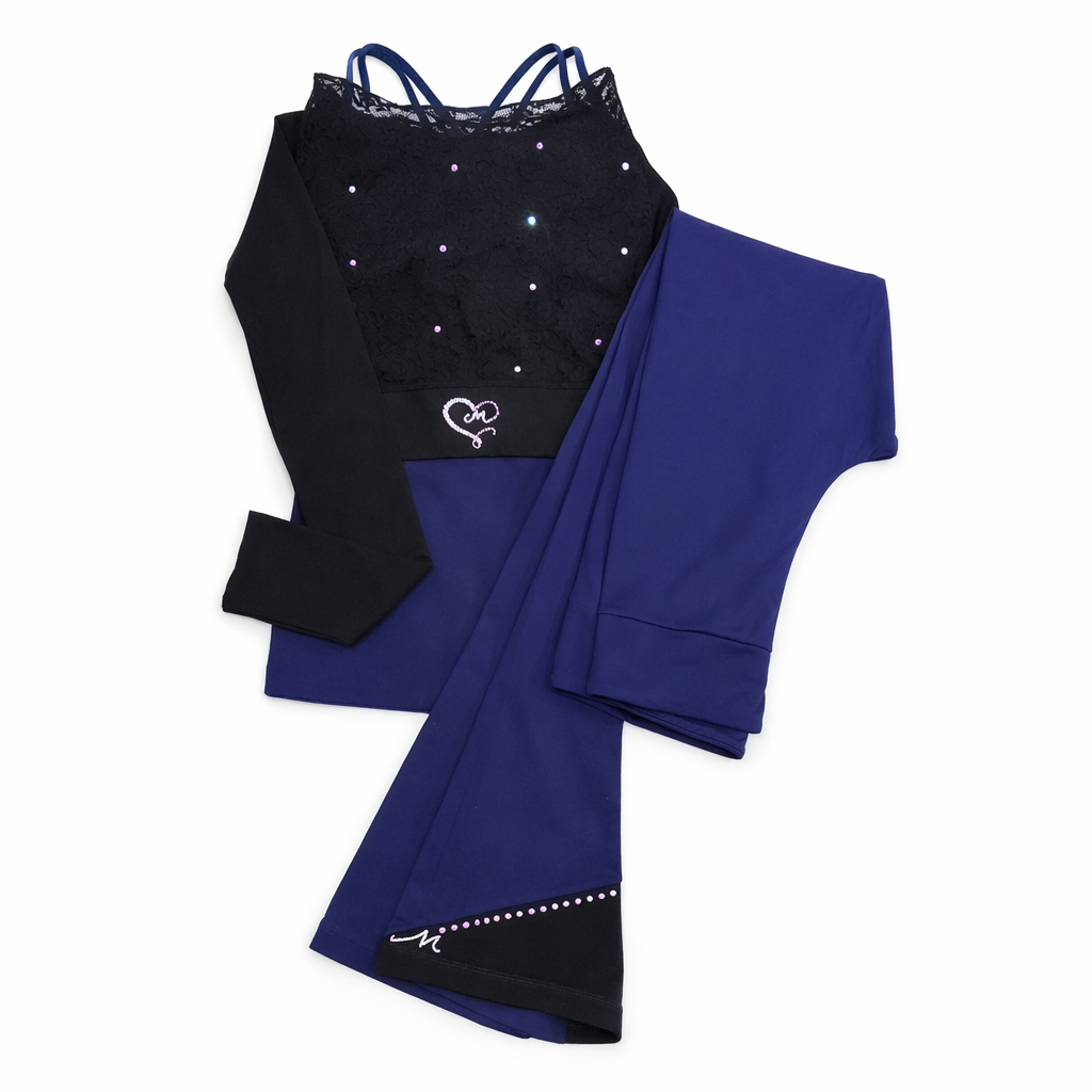 Customize 3-Piece Figure Skating Training Set – Lace Crop Top, Cami & Flared Pants