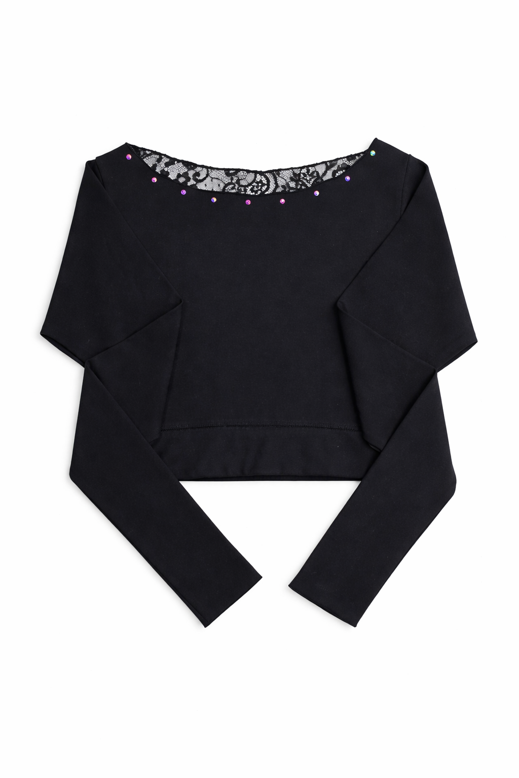 Maßgeschneidertes 3-teiliges Eiskunstlauf-Trainingsset – Top mit Spitzenrücken, Trägertop und Hose