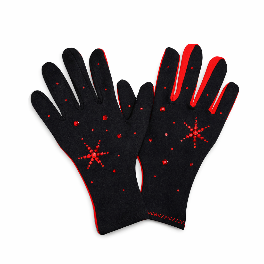 Custom Two-tone Snowflakes Figure Skating Gloves