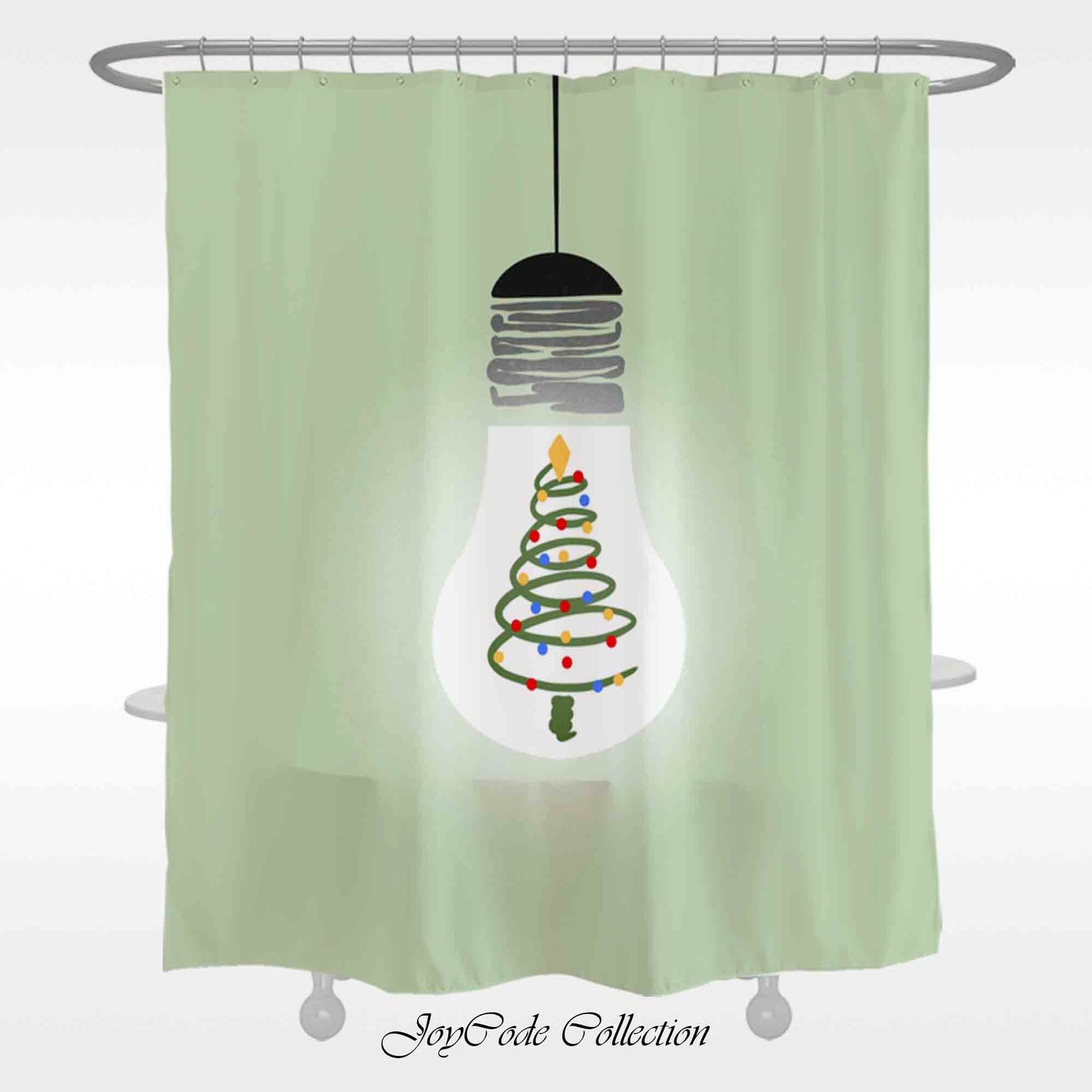 JoySwallow Christmas Tree Light Shower Curtain, Christmas Blocks Waterproof Curtains, Holiday Machine Washable Shower Curtains, Heavy Weighted Bath Curtains with hooks