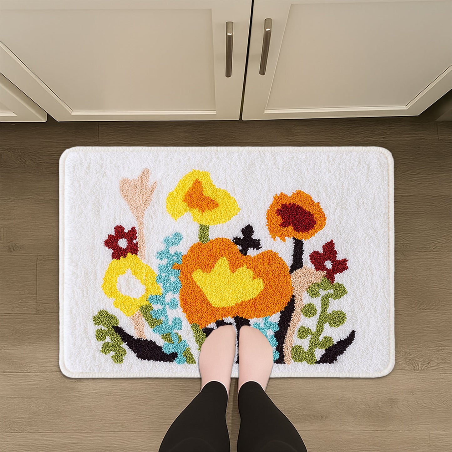 JoySwallow Colorful Flowers Bathmat Tufted Bathmat Rug Area Rug Bedroom Rugs