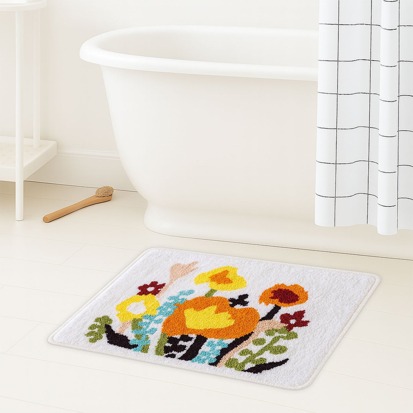JoySwallow Colorful Flowers Bathmat Tufted Bathmat Rug Area Rug Bedroom Rugs
