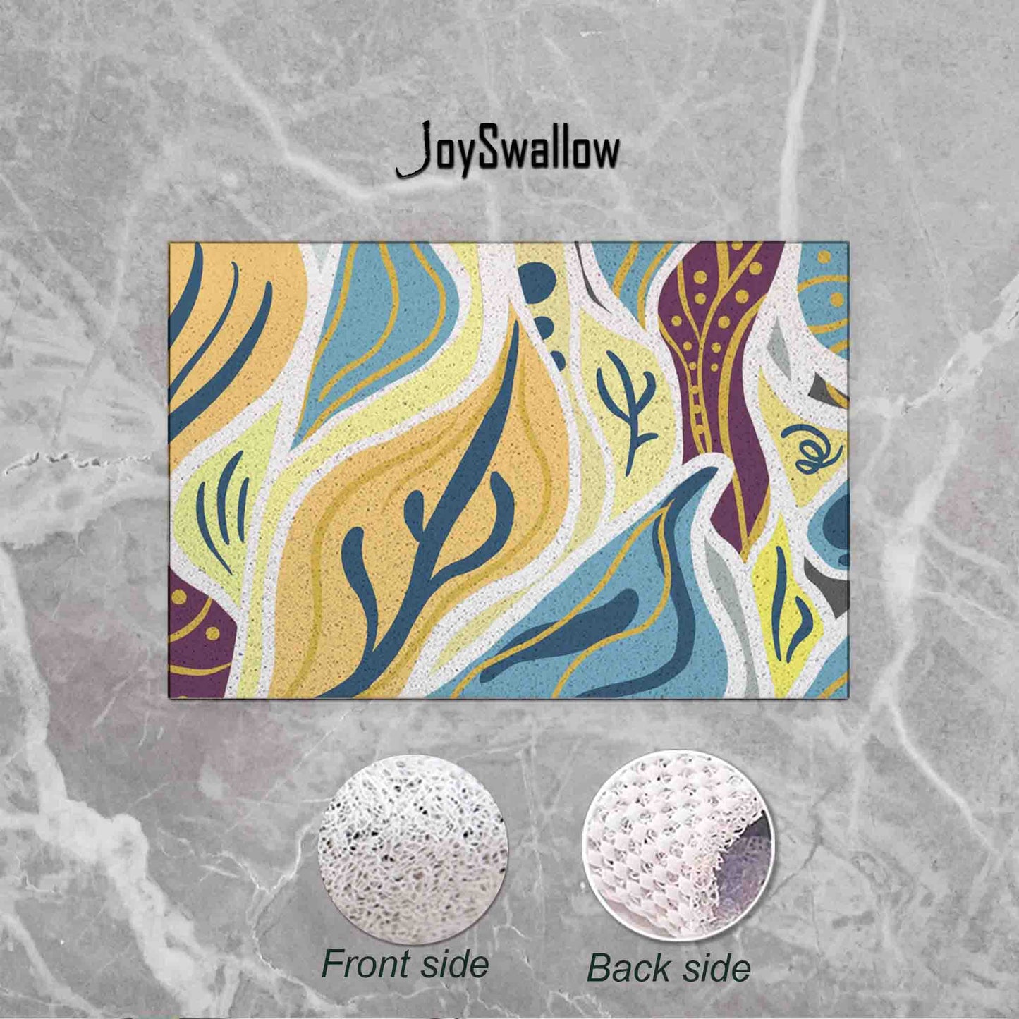 JoySwallow Personalized Bathtub Mat, Colorful Summer Leaves Tub Mat, PVC Coil Permeable Bath Mat, Floral Drainable Bath Rug, Anti Skid Bathmat