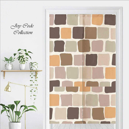 JoySwallow Personalized Doorway Curtain, Colorful Block Wall Doorway Curtain, Geometrical Door Tapestries for Home, Black White Blocks Door Curtain for Kitchen, Curtain for Bedroom Decoration, Privacy Divider Curtain with Rod