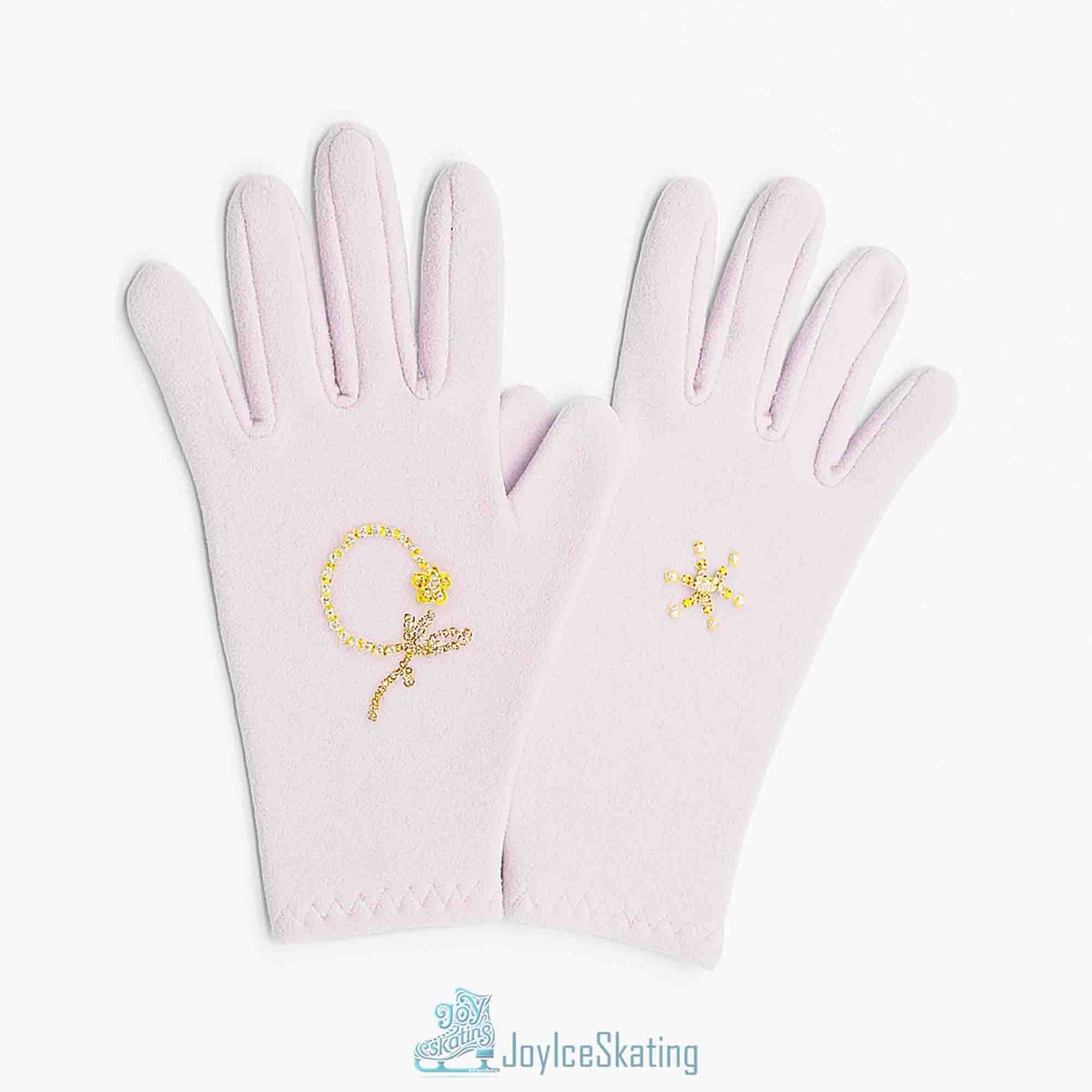 Custom Floral Initial Figure Skating Gloves: Thick Fleece with Padded Palm Protection