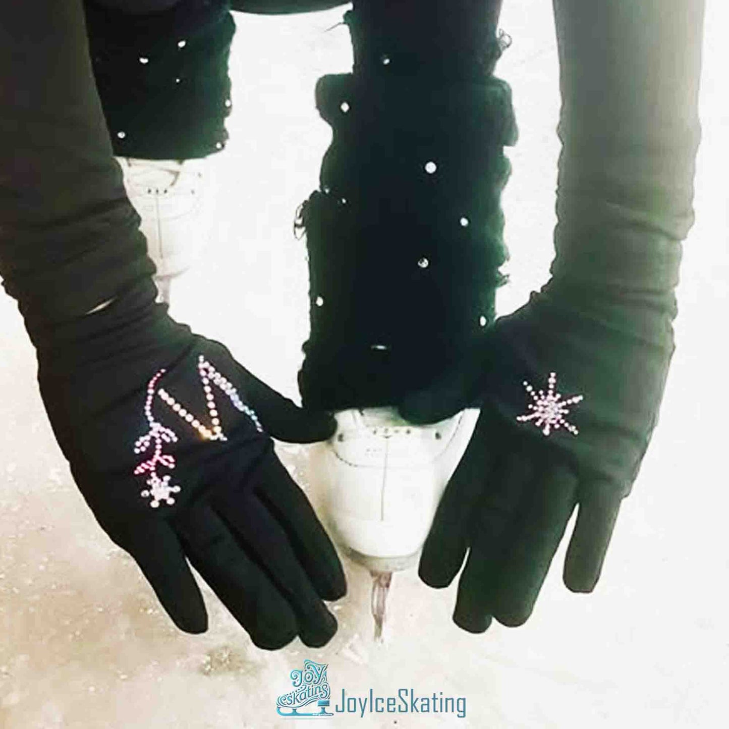 Custom Floral Initial Figure Skating Gloves: Thick Fleece with Padded Palm Protection