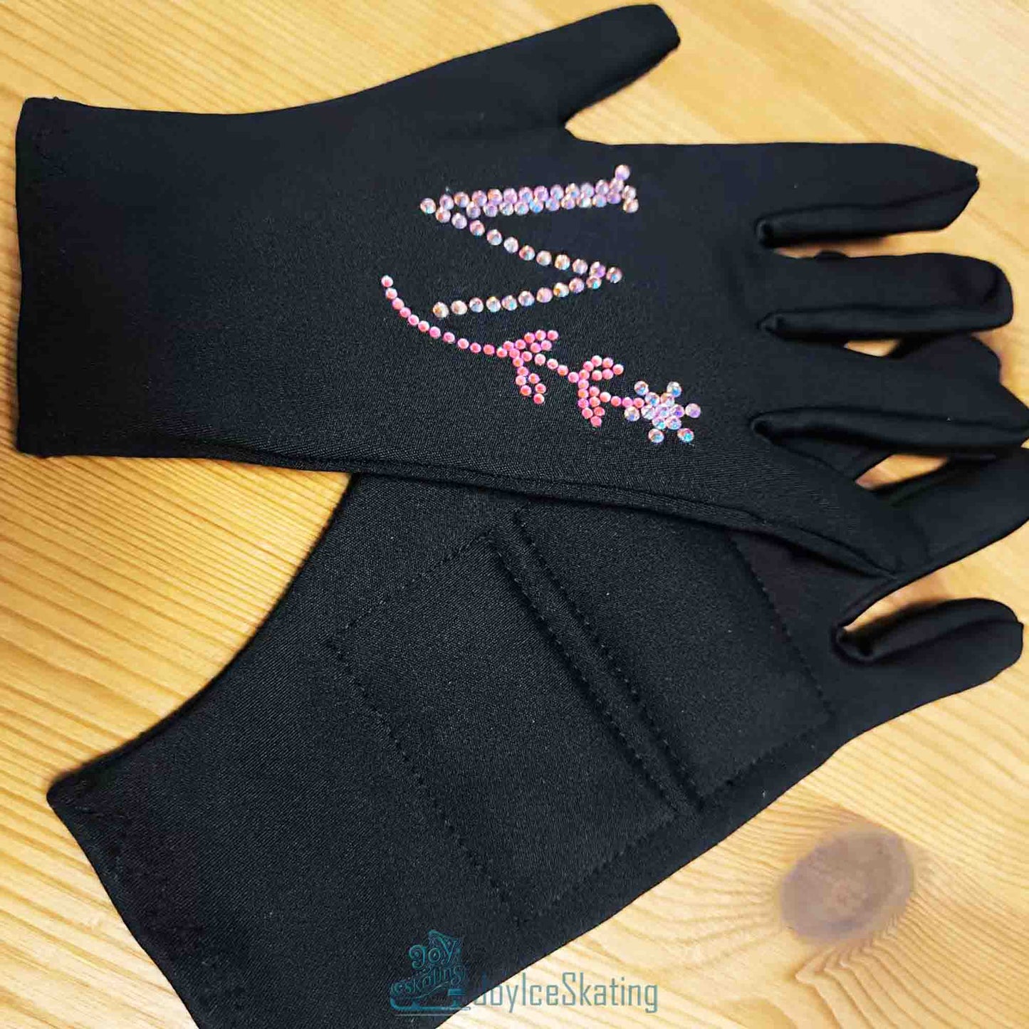 Custom Floral Initial Figure Skating Gloves: Thick Fleece with Padded Palm Protection