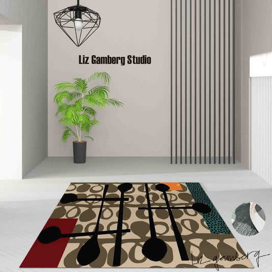 Day+15 sm Handmade Yarn Dye Living Room Rug by Liz Gamberg Studio from US