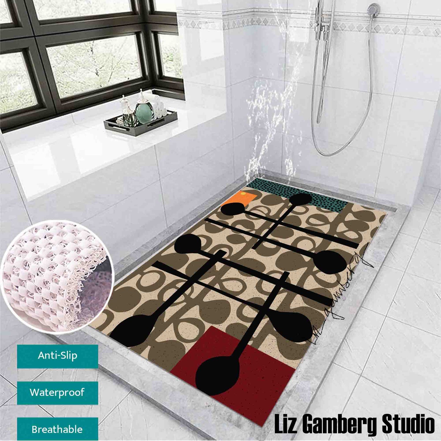Day+15 sm PVC Coil Bath Tub Mat by Liz Gamberg Studio from US