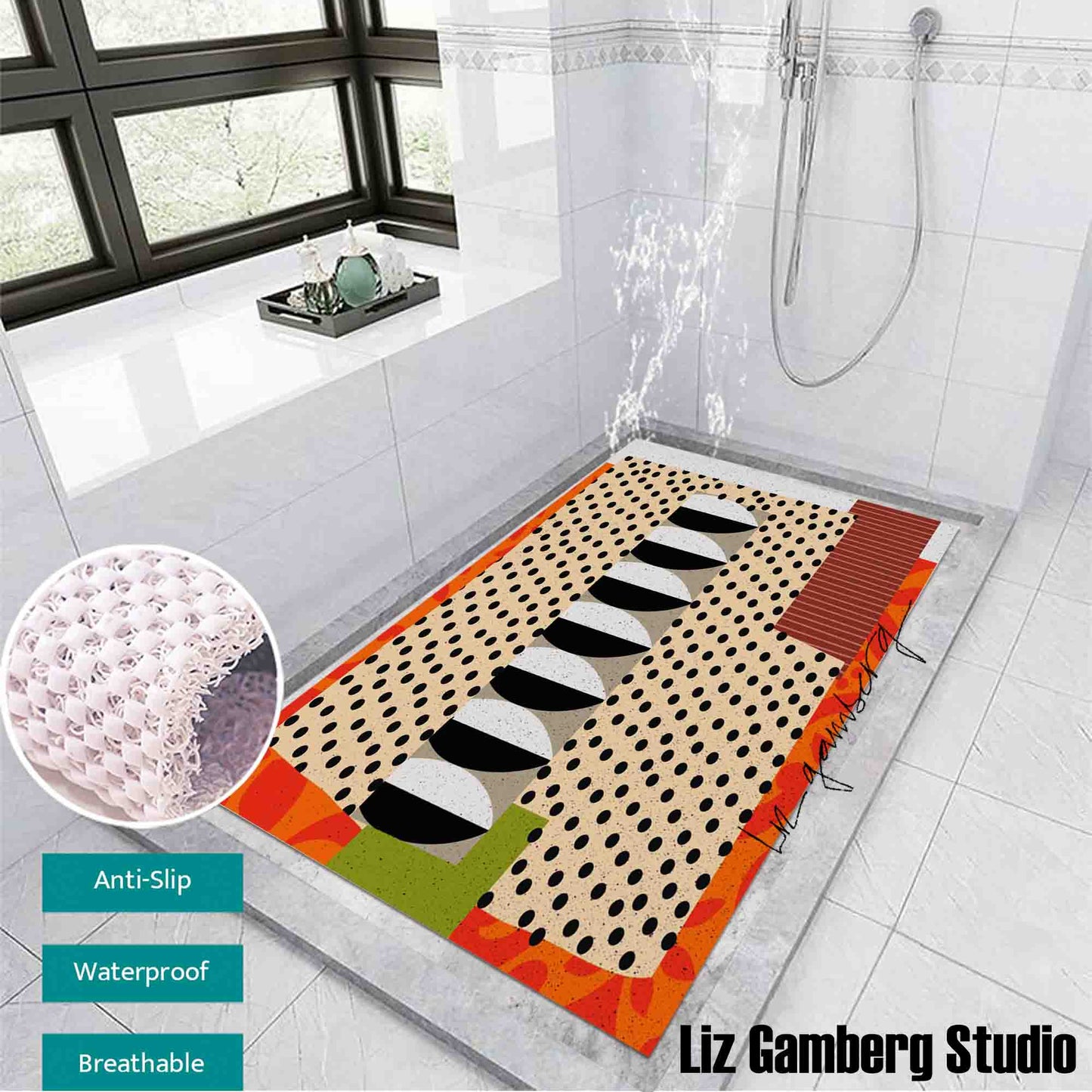 Day+18 sm PVC Coil Bath Tub Mat by Liz Gamberg Studio from US
