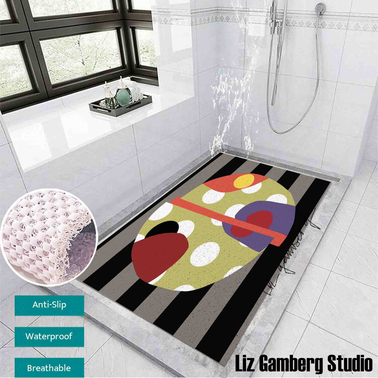 Day+27 sm PVC Coil Bath Tub Mat by Liz Gamberg Studio from US