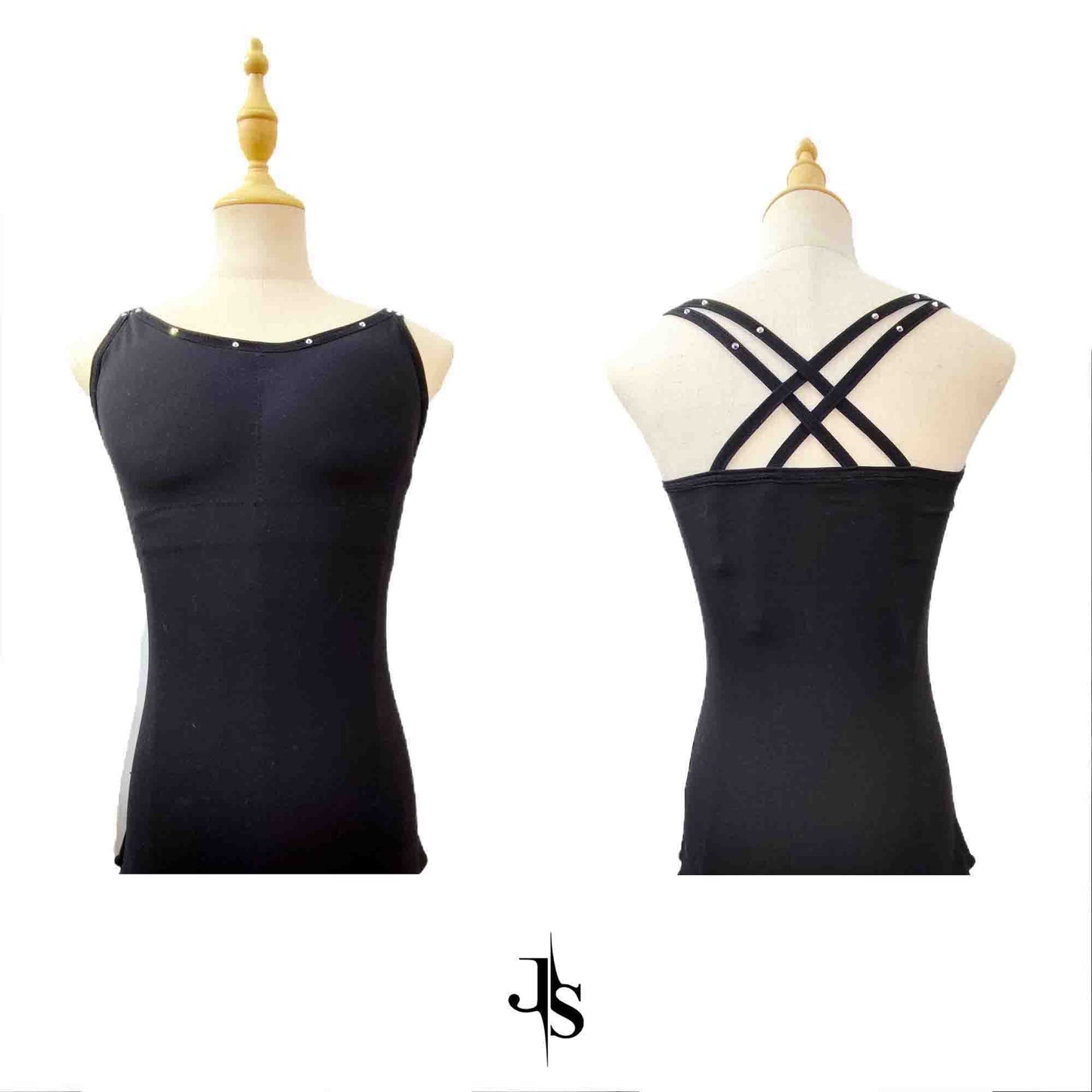 Custom Figure Skating Base Layer Camisole – Crystal-Embellished Straps, Pad Pockets