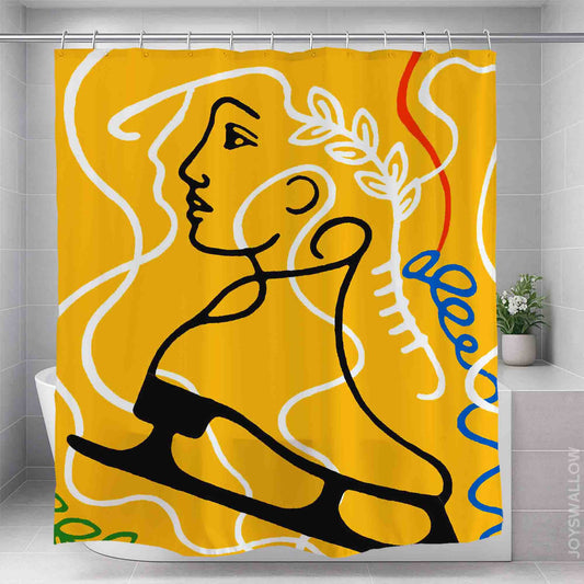 JoySwallow Figure Skating Lines Waterproof Shower Curtain with hooks