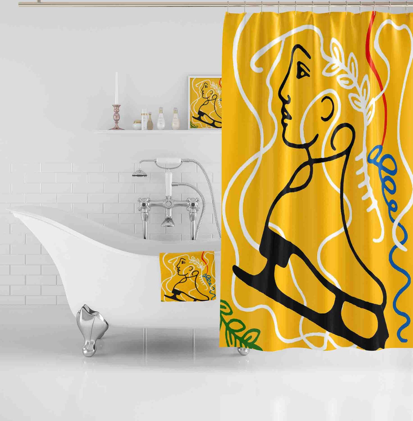 JoySwallow Figure Skating Lines Waterproof Shower Curtain with hooks
