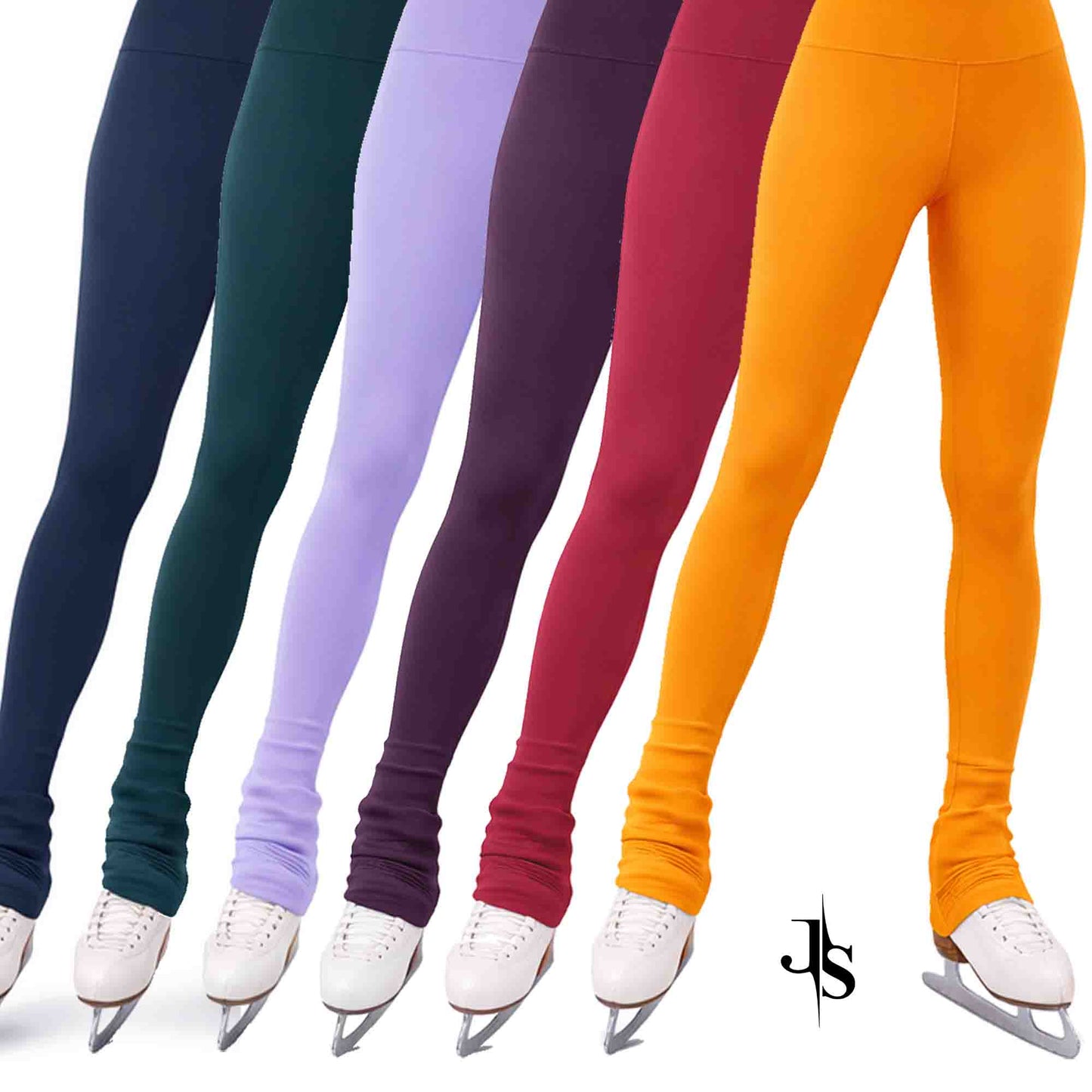 Maßgefertigte, einfarbige Eiskunstlauf-Leggings/Hosen – Hüftpolstertaschen optional