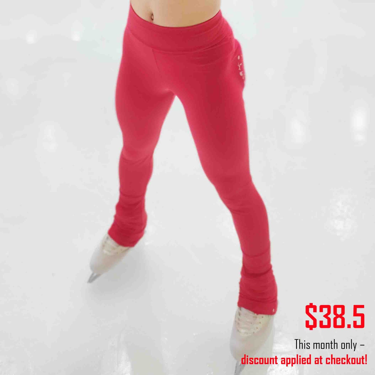 Maßgefertigte, einfarbige Eiskunstlauf-Leggings/Hosen – Hüftpolstertaschen optional