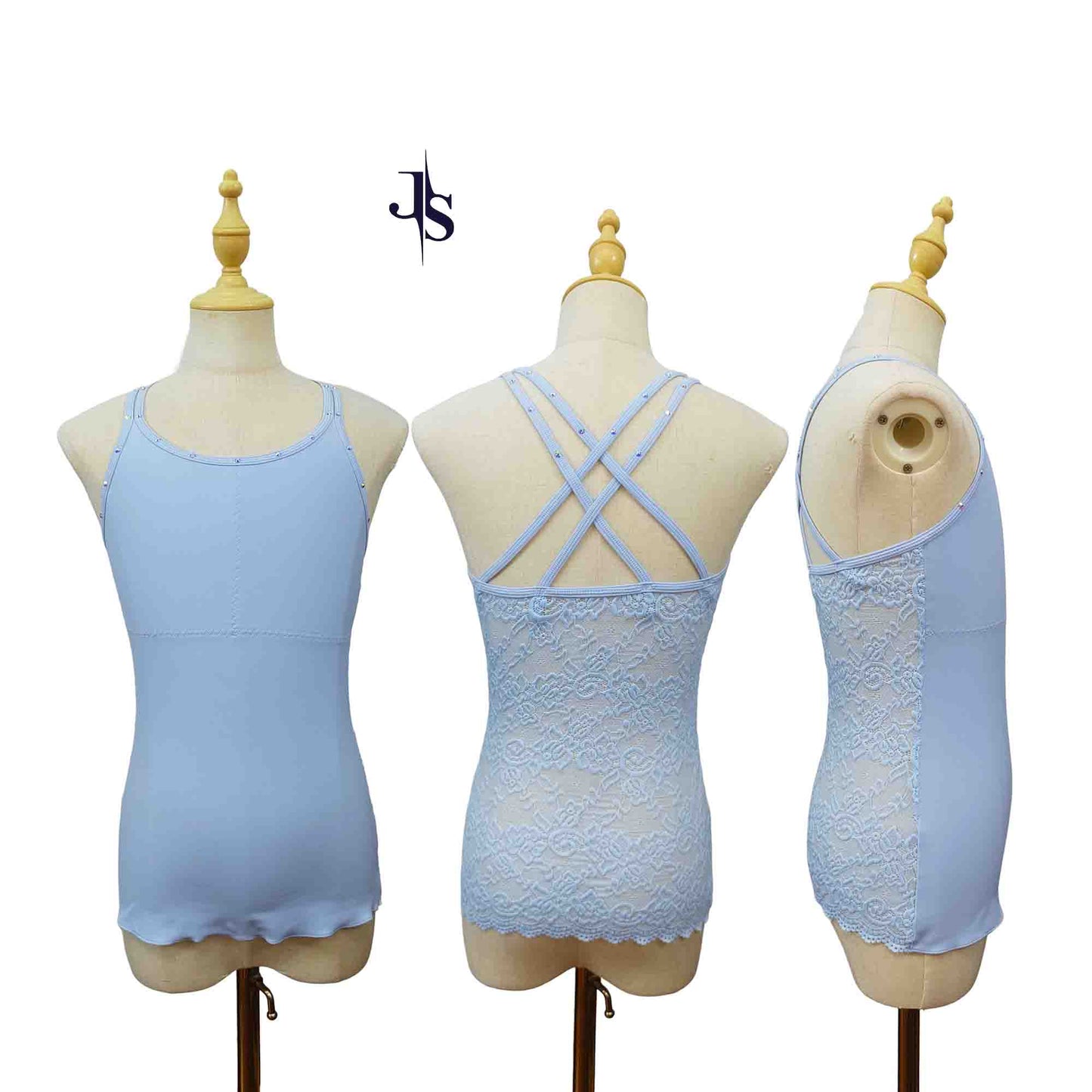 Camisola interior personalizada para patinaje artístico: tirantes con cristales y bolsillos para almohadillas