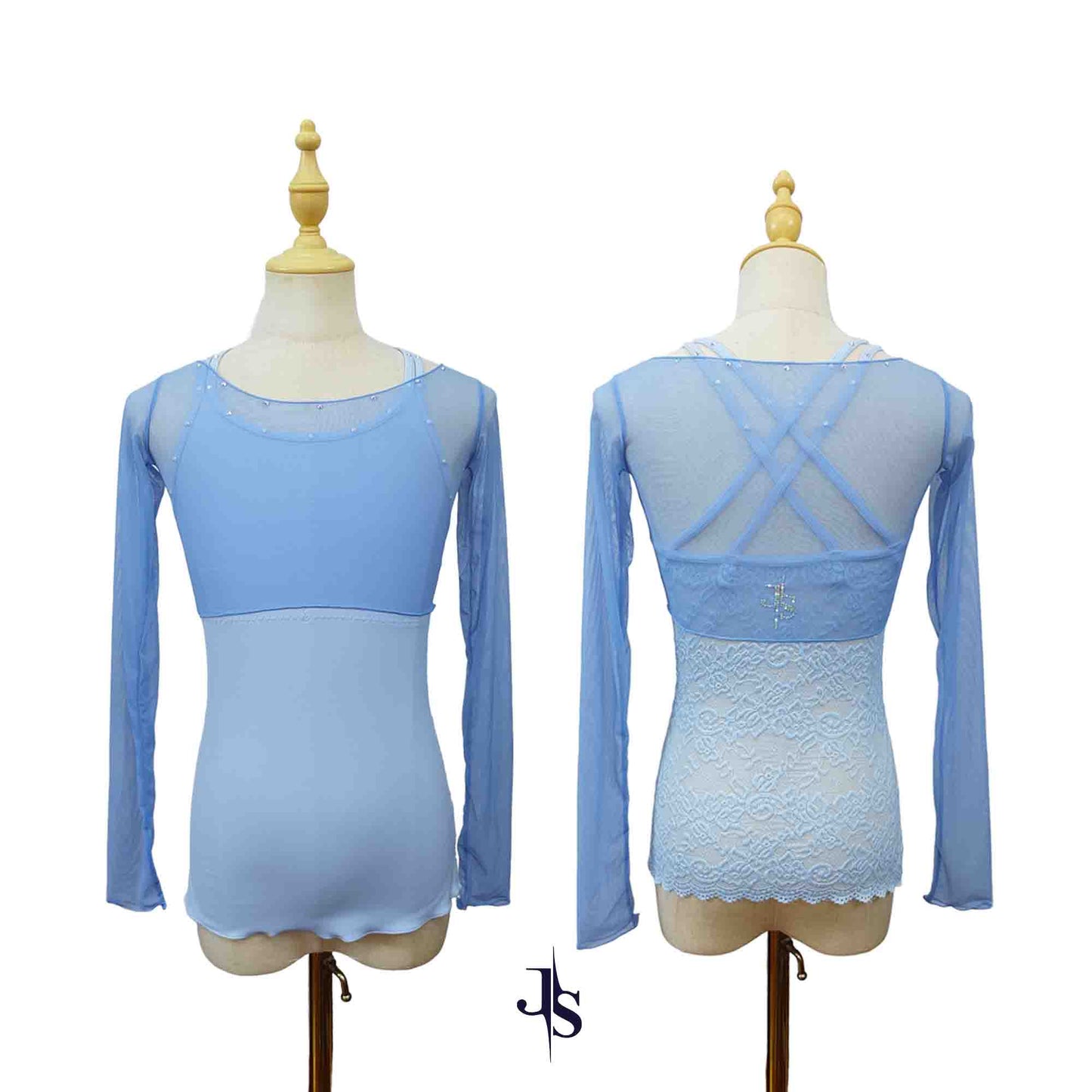 Camisola interior personalizada para patinaje artístico: tirantes con cristales y bolsillos para almohadillas
