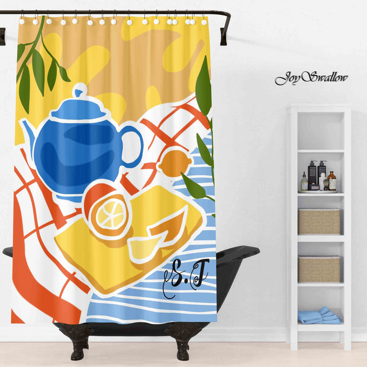 JoySwallow Personalized Shower Curtain, Birds Sun Mountain Curtains, Modern Shower Curtain, Waterproof Curtain, Abstract Machine Washable Shower Curtains, Heavy Weighted Bath Curtains with hooks