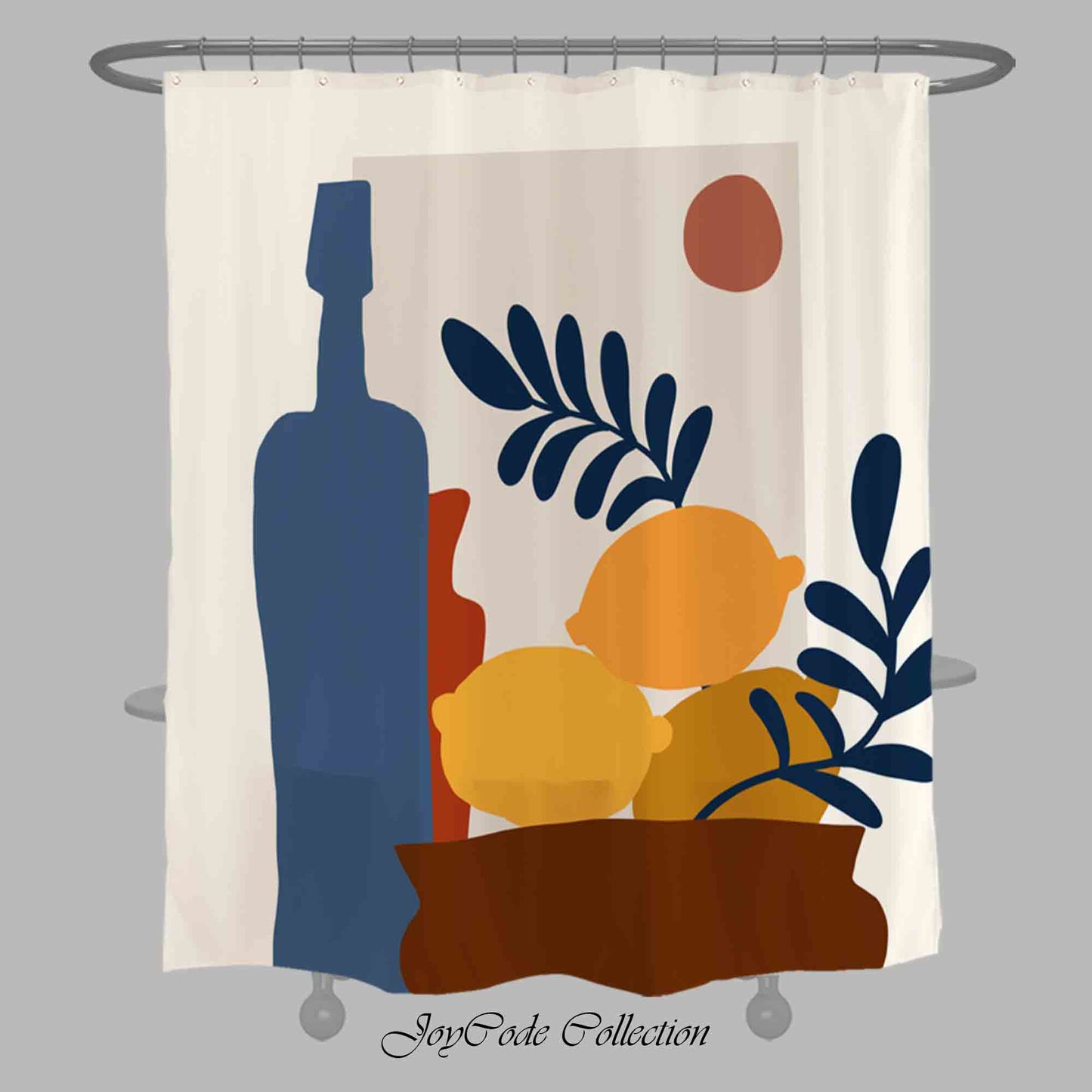 JoySwallow Personalized Shower Curtain, Lemon Wine Moon Shower Curtain, Landscape Waterproof Curtains, Floral Machine Washable Shower Curtains, Fruit Heavy Weighted Bath Curtains with hooks