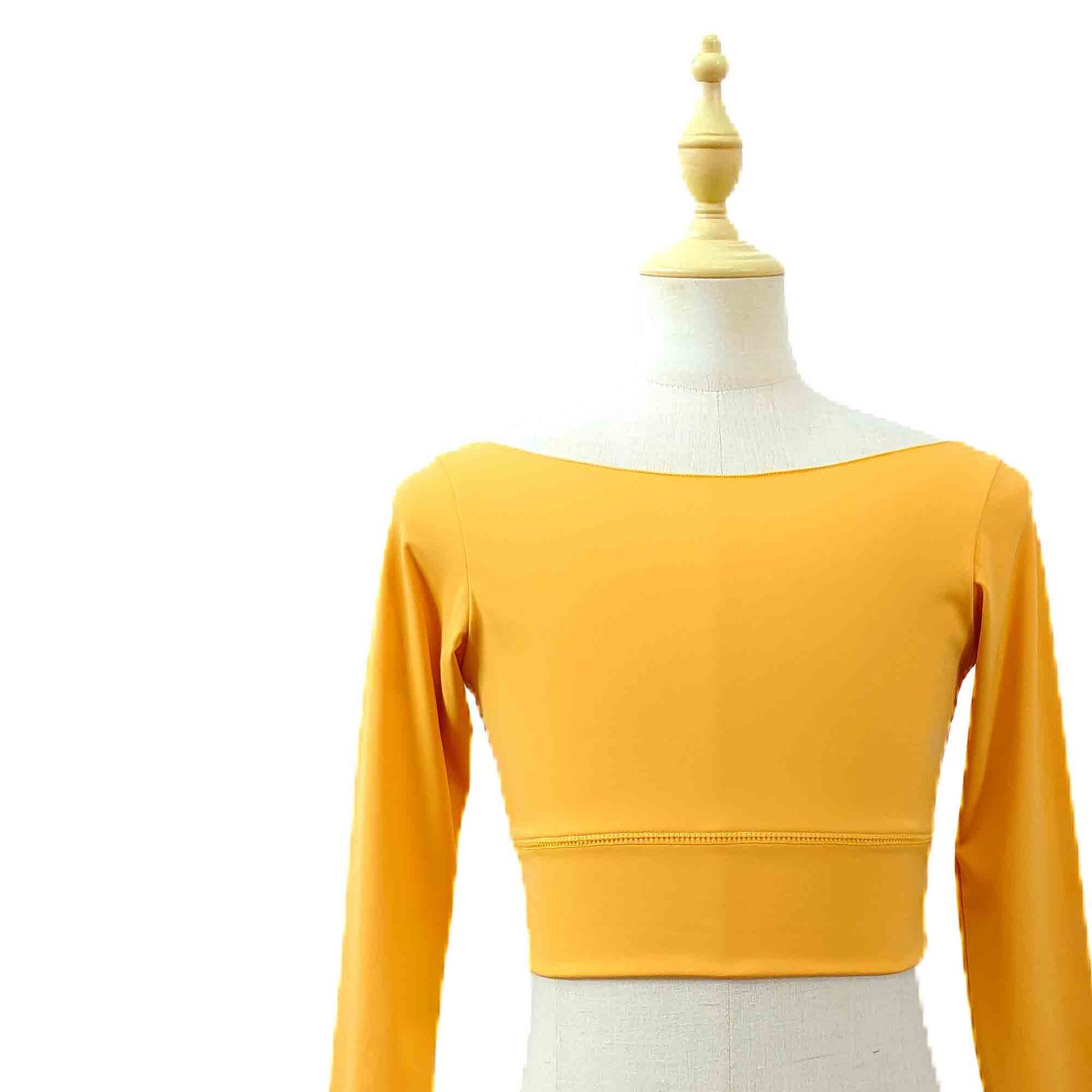 Custom Figure Skating Crop Top – Long Sleeve White Lace Back with Rhinestones & Personalized Initials