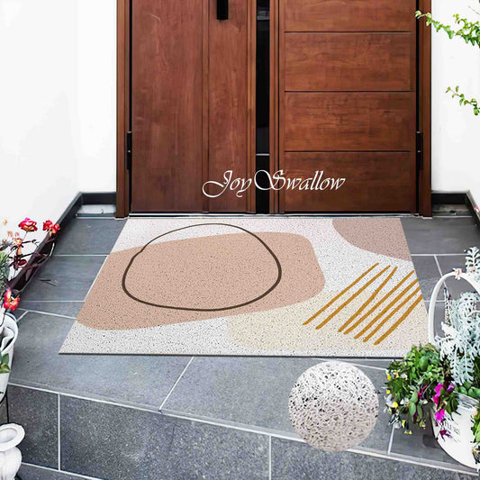 JoySwallow Personalized Doormat, Modern Abstract Line and Blocks Door Mat, PVC Coil Entrance Mat, Anti-Skid Outdoor Mat, Entryway Rug for Porch Courtyard