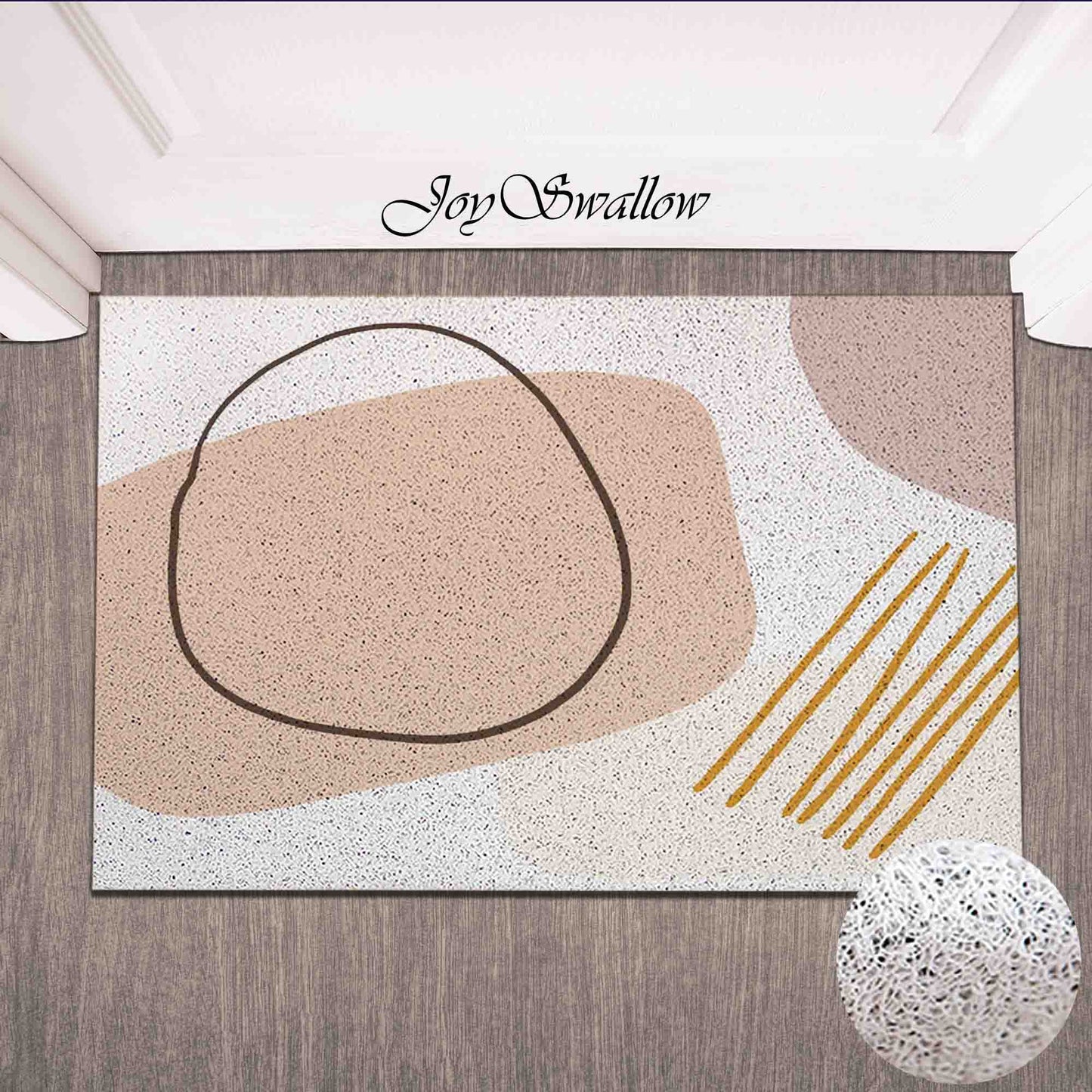 JoySwallow Personalized Doormat, Modern Abstract Line and Blocks Door Mat, PVC Coil Entrance Mat, Anti-Skid Outdoor Mat, Entryway Rug for Porch Courtyard