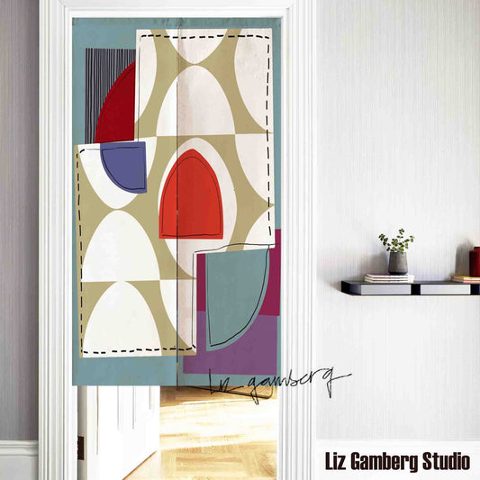 Off White Half Moons Doorway Curtain by Liz Gamberg Studio from US