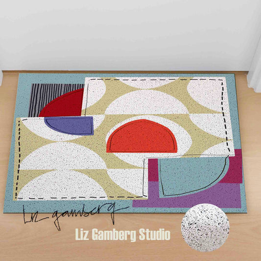Off White Half Moons PVC Coil Door Mat by Liz Gamberg Studio from US
