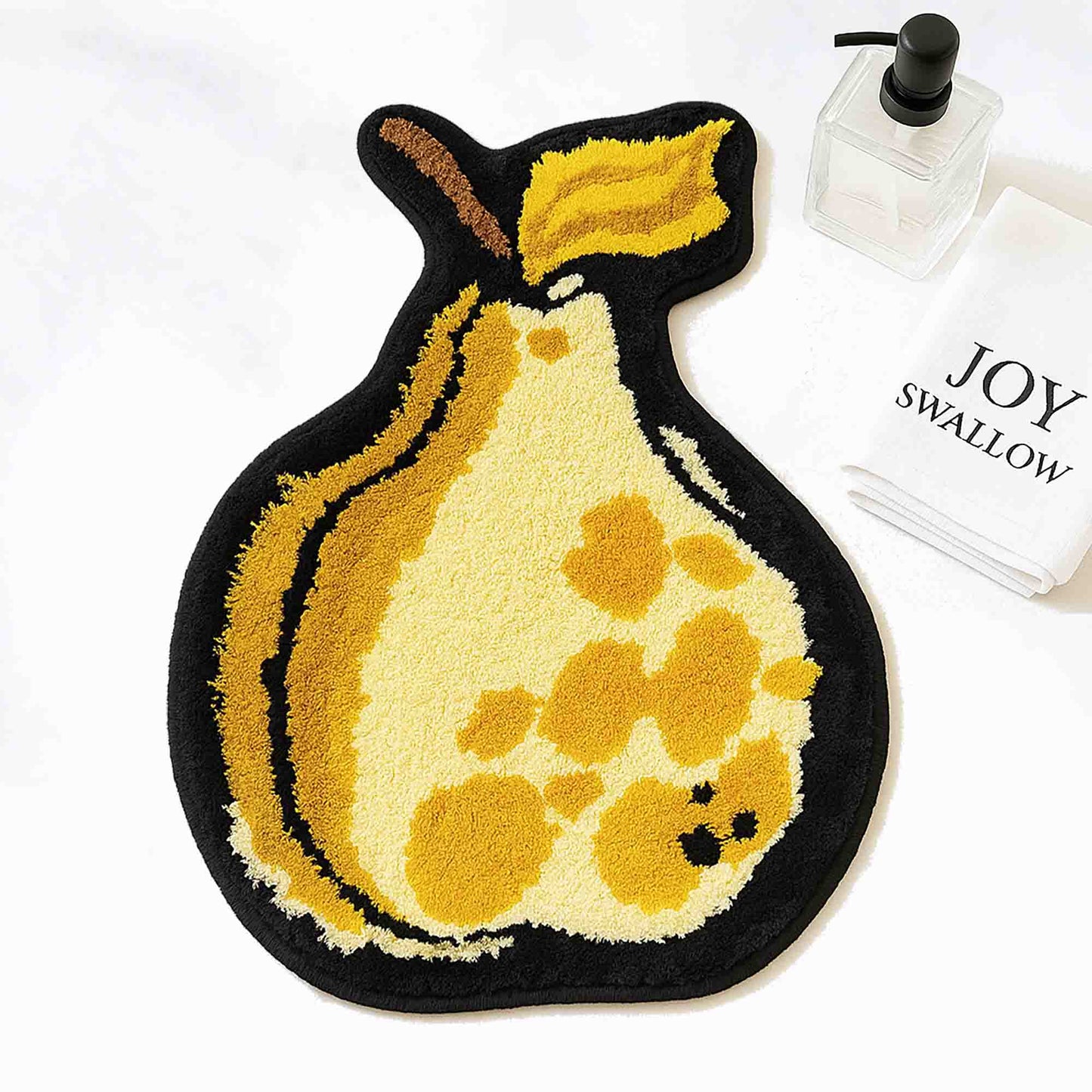 JoySwallow Irregular Pear Tufted Bathmat, Pears Bathroom Rug, Fruit Area Rug, Pear Bedroom Rugs