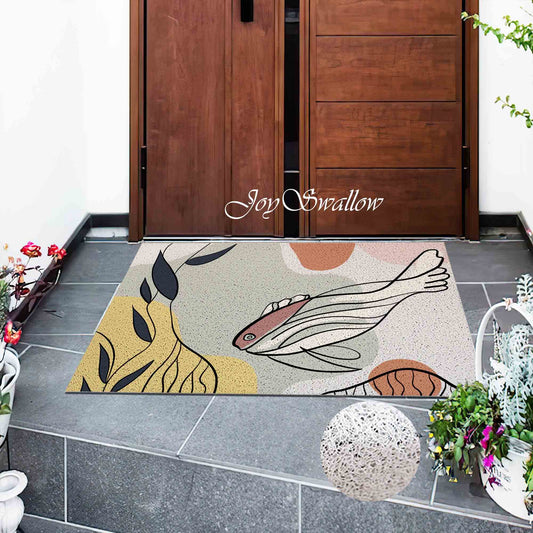 JoySwallow Personalized Door Mat, Fish and Water Plants PVC Coil Entrance Door Mat, Cute Animal Anti-Skid Outdoor Mat, Entryway Rug for Porch Courtyard