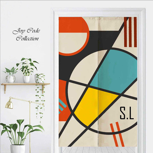 JoySwallow Personalized Doorway Curtain, Irregular Blocks Doorway Curtain, Geometrical Door Tapestries for Home, Blocks Door Curtain for Kitchen, Curtain for Bedroom Decoration, Privacy Divider Curtain with Rod