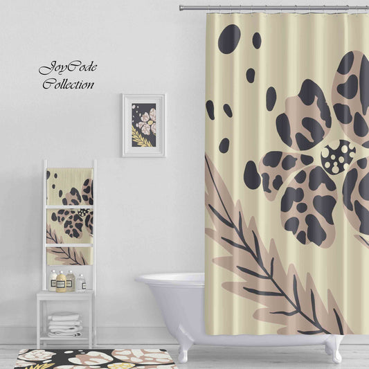 JoySwallow Personalized Shower Curtain, Pink Buttercup Flower Shower Curtain, Waterproof Curtains, Machine Washable Shower Curtains, Art Flowers Curtain, Floral Heavy Weighted Bath Curtains with hooks