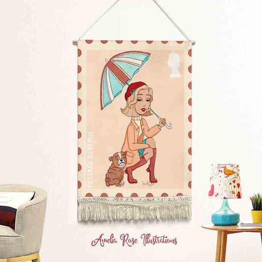 Rainy Days Handmade Macrame Hanging Wall Decor Art, Woven Tapestries, Wall Decoration by AmeliaRose Illustrations from UK