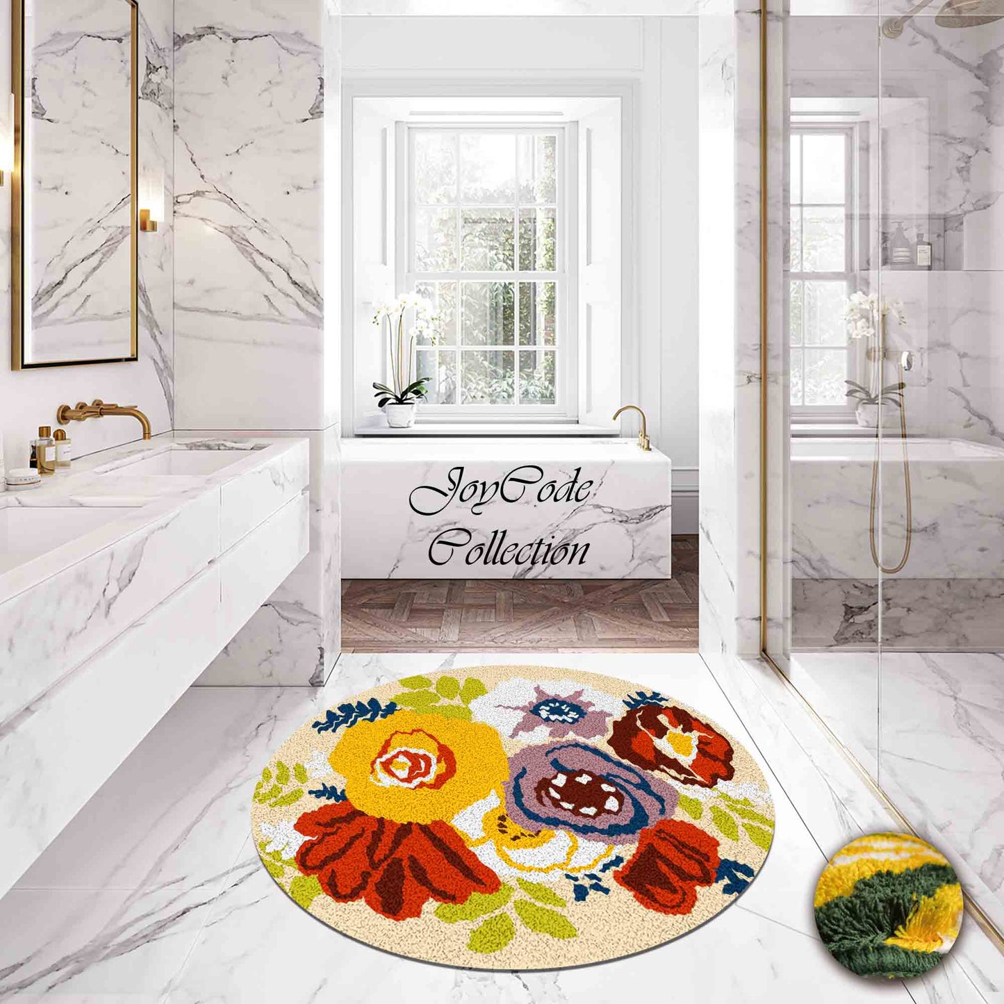 JoySwallow flower bouquet Tufted Bathmat, Lovely Floral Bathroom Rug, Area Rug, Bedroom Rugs, Rug Gift