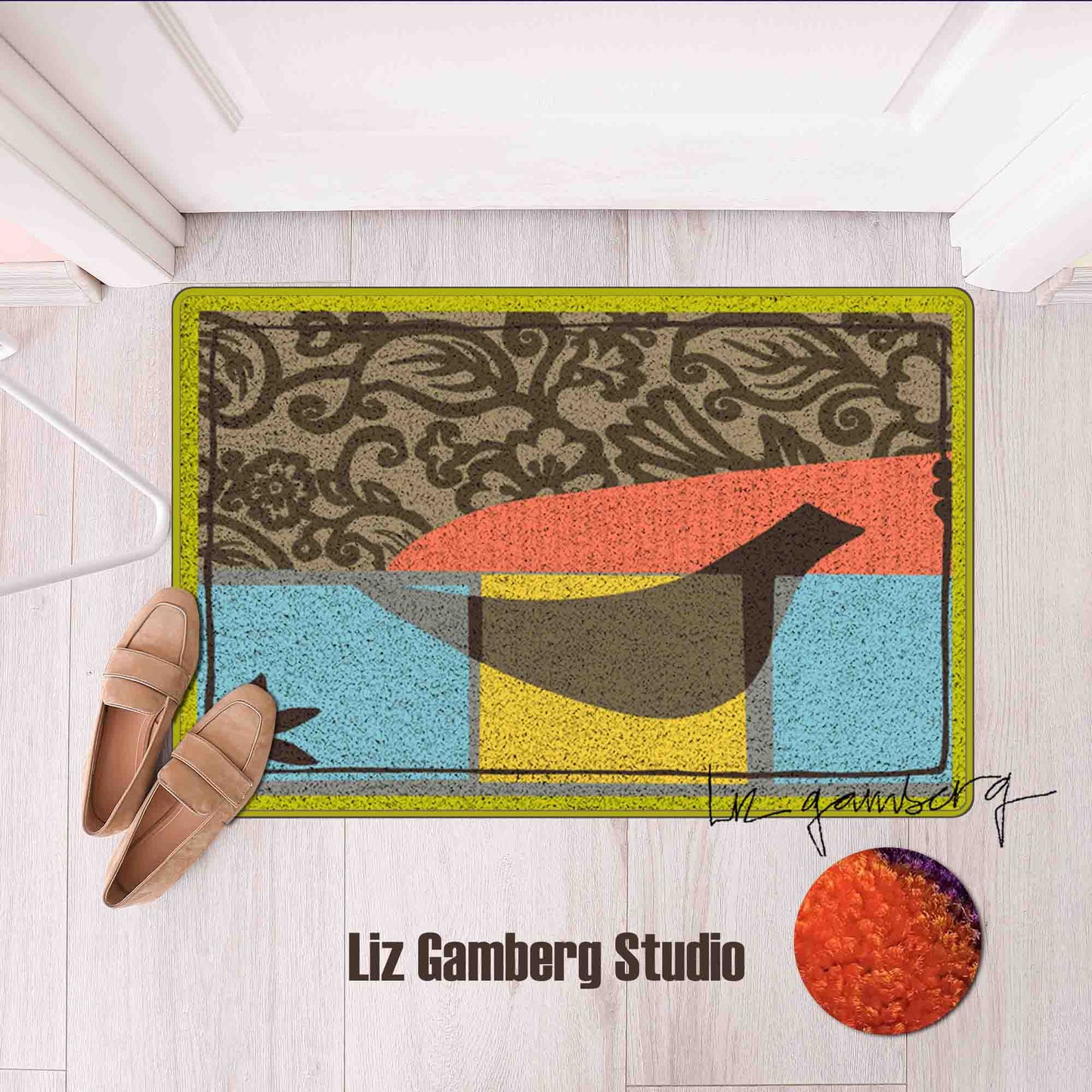 Solo Bird Flannel Door Mat by Liz Gamberg Studio from US
