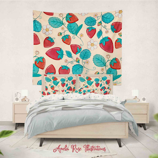 Strawberries and Cream Tapestry by AmeliaRose Illustrations from UK